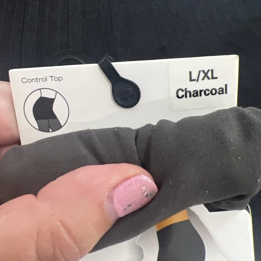 MEMOI Perfectly Opaque Control Top‎ Tights Charcoal L/XL